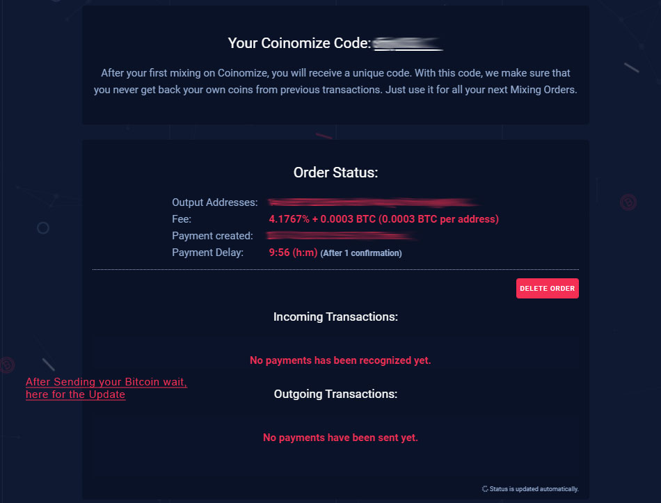 Coinomize - Send your Bitcoin to the Bitcoin Mixer